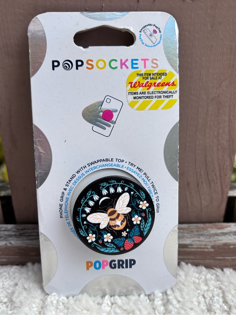 🎉NWT🎉 PopSocket PopGrip Bee Floral Phone Grip - Black, Gold, White, Teal, Red